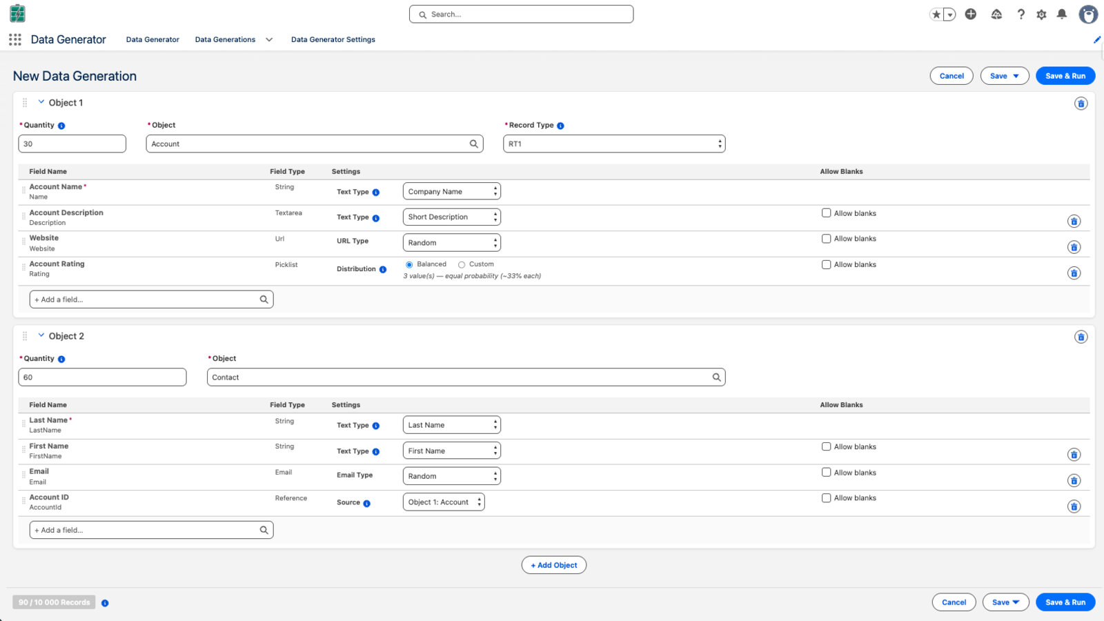 Data Generator – native Salesforce application